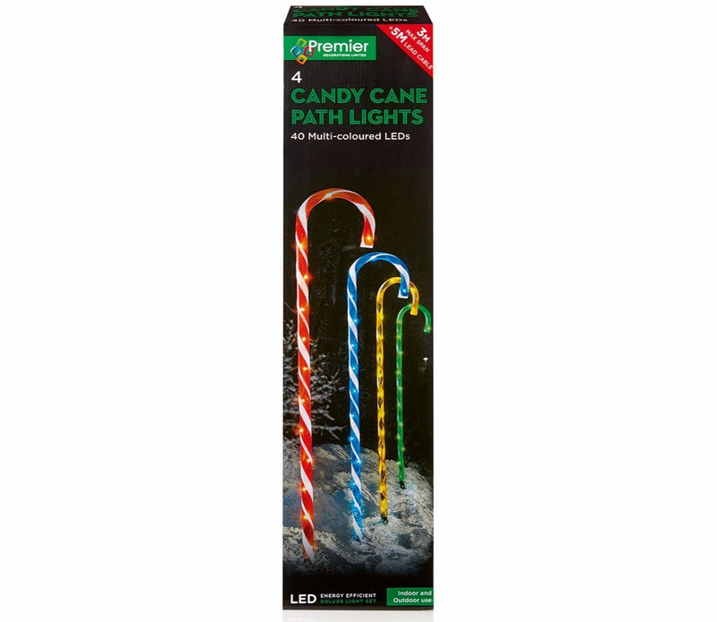 Premier Decorations 62cm 4 Piece Candy Cane Christmas Path Lights