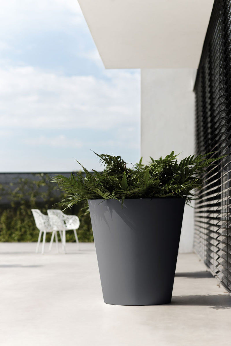 Pure 35cm Straight Round Plastic Indoor & Outdoor Plant Pot - Anthracite