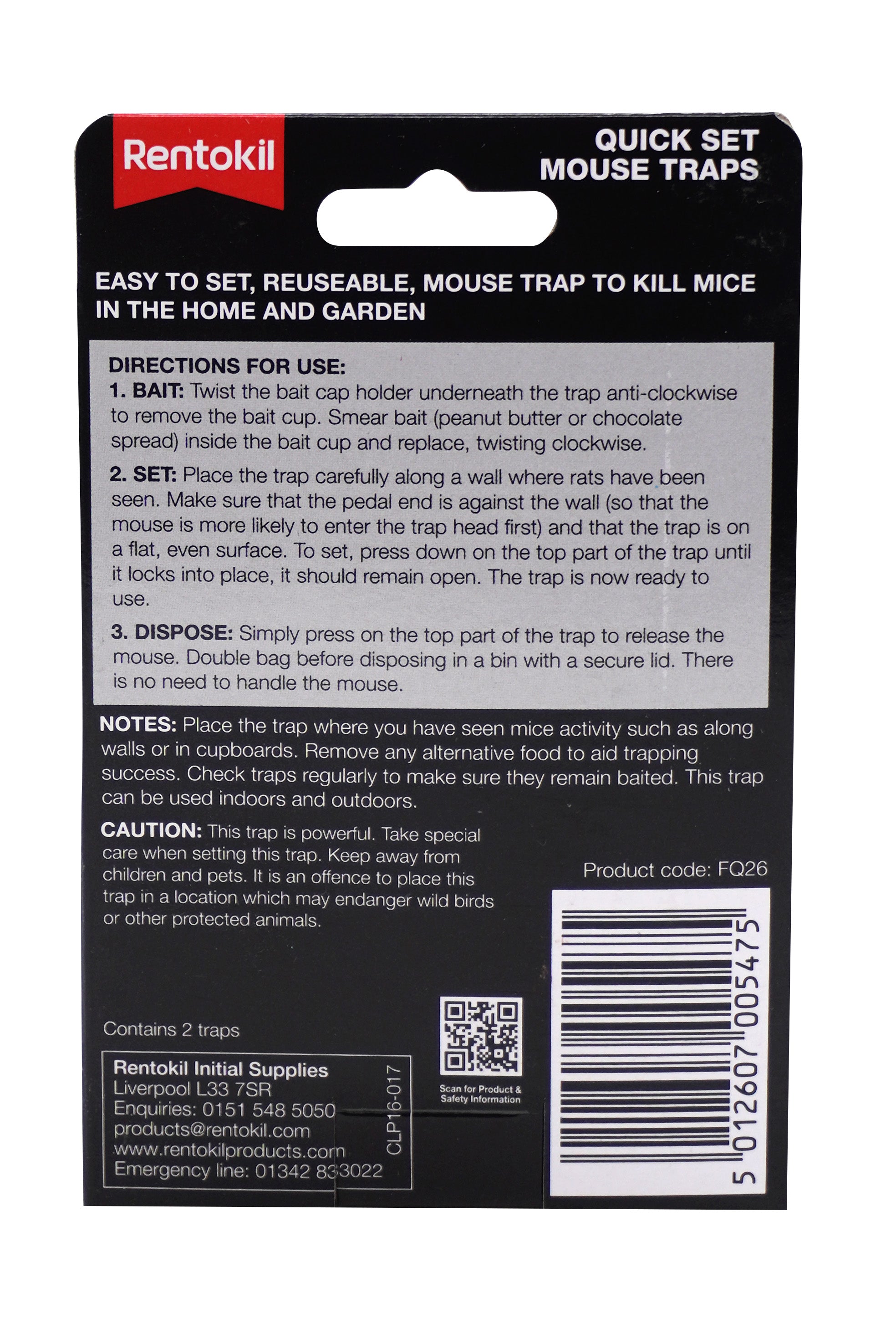 Rentokil Quick Set Mouse Traps - Twin Pack