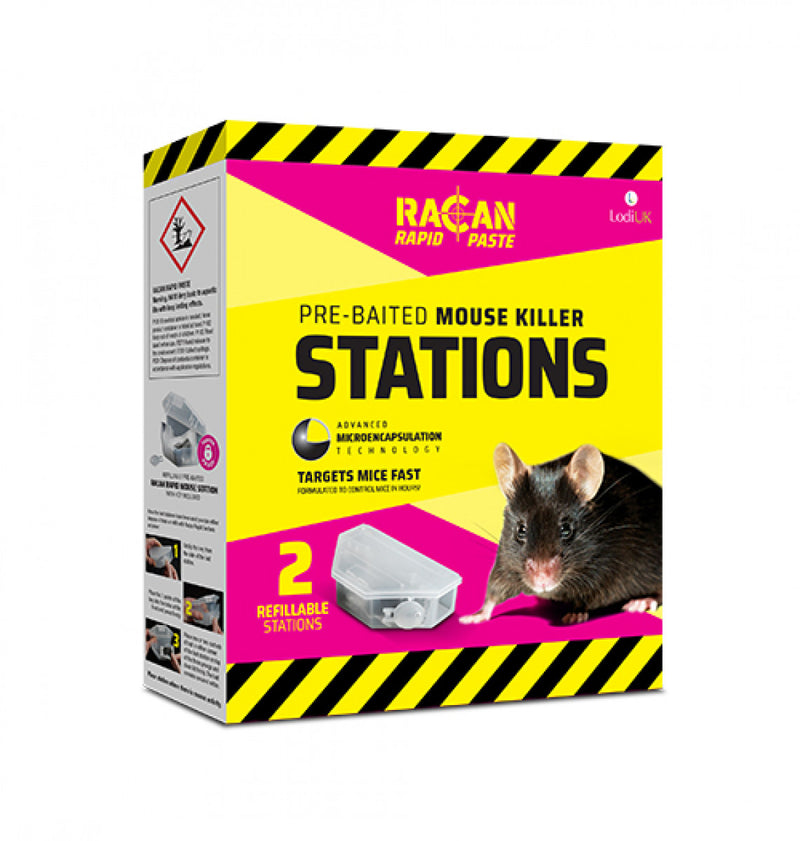 Racan Rapid Pre-Baited & Reusable Mouse Killer Stations, 2 Trap Pack