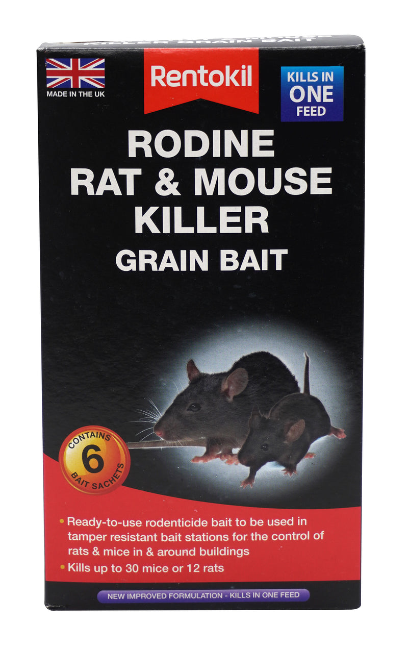 Rentokil Rodine Rat & Mouse Killer Grain Bait - 6 Satchet