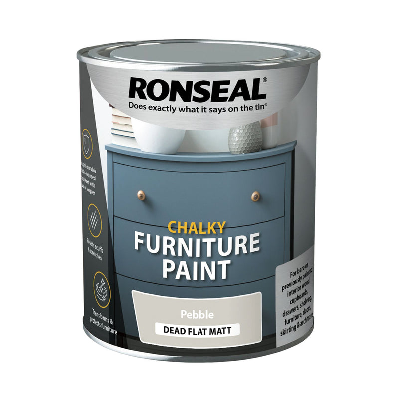 Ronseal Chalky Furniture Paint, Pebble, 750ml