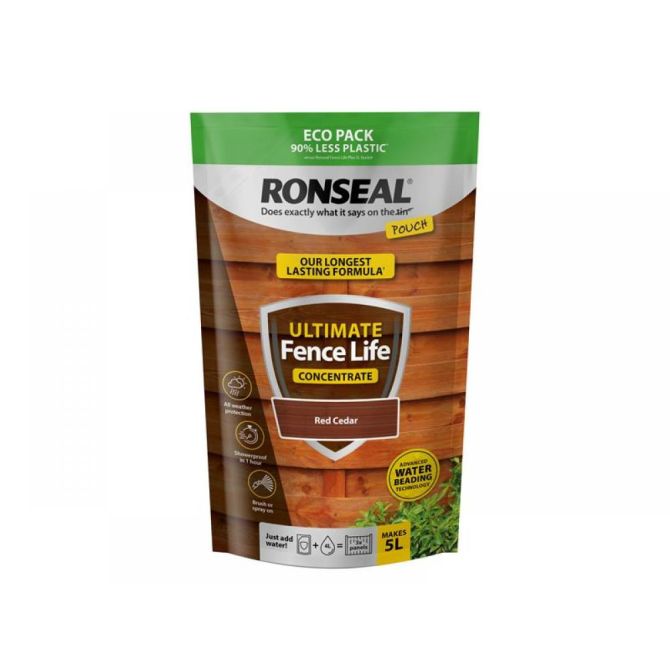 Ronseal 950ml Ultimate Fence Life Concentrate Pouch, Red Cesar