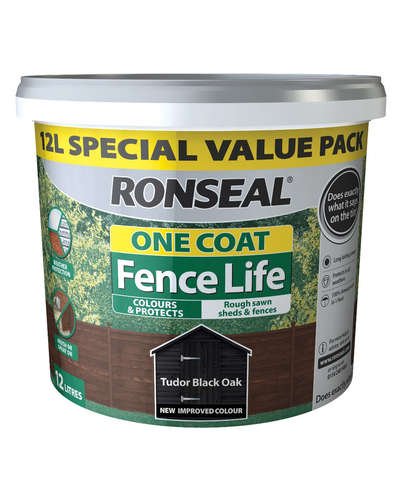 Ronseal One Coat Fence Life Tudor Black Oak 12L