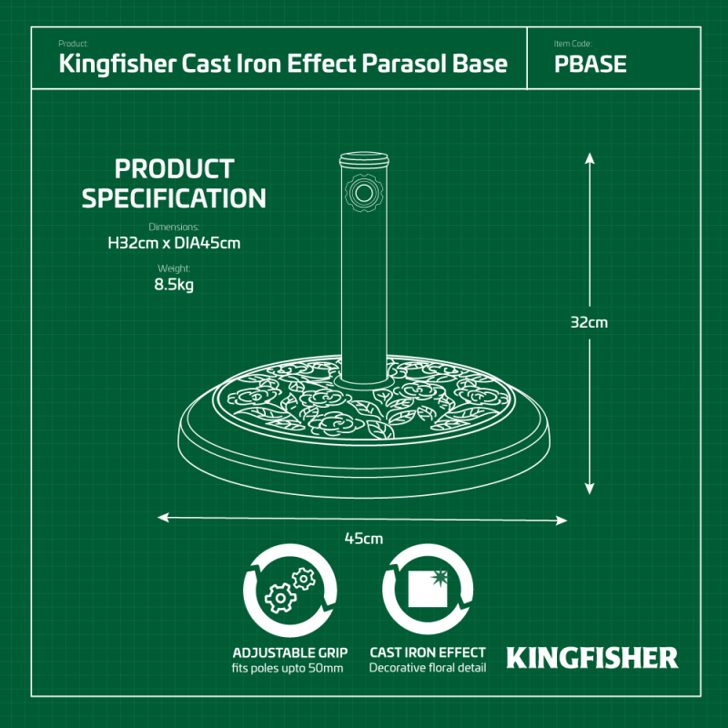 Kingfisher 9KG Cast Iron Effect Parasol Base