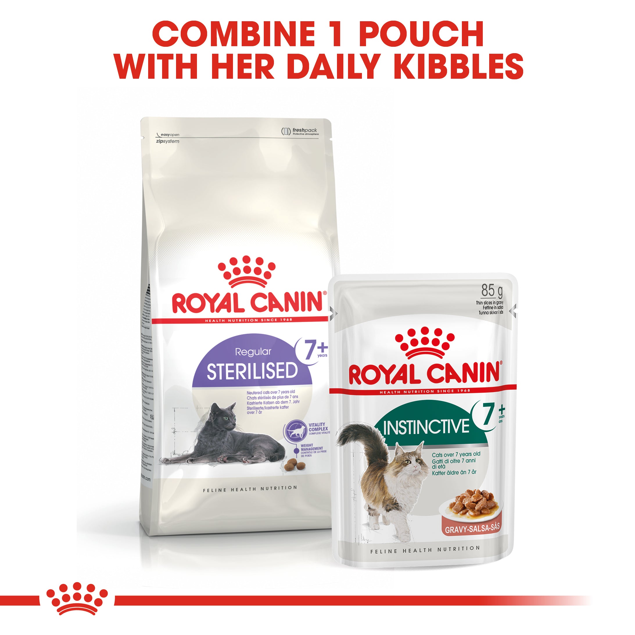 Royal Canin Instinctive 7+ In Gravy Adult Wet Cat Food, 85g x 12 Pack