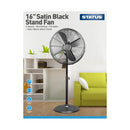 Status 16 Inch Satin Black Stand Fan - Oscillating - 3 Speed Settings