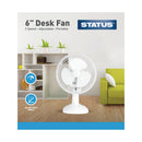 Status 6 Inch White Desk Fan - Oscillating - 2 Speed Settings