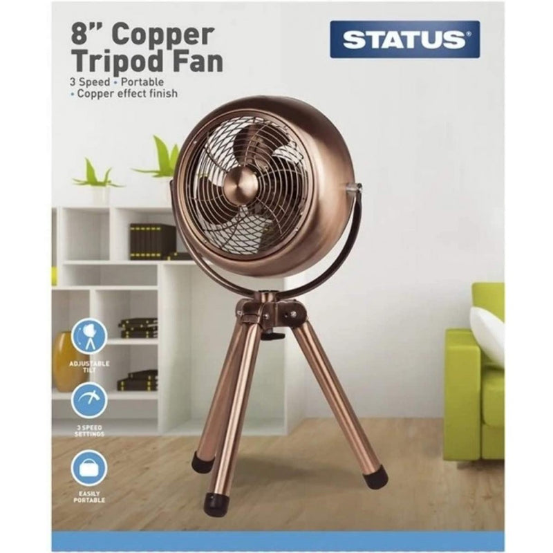 Status 8 Inch Copper Tripod Fan - Oscillating