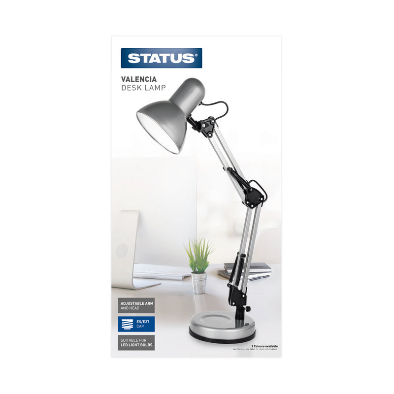 Status Valencia - Silver - Angled Desk Lamp - E27