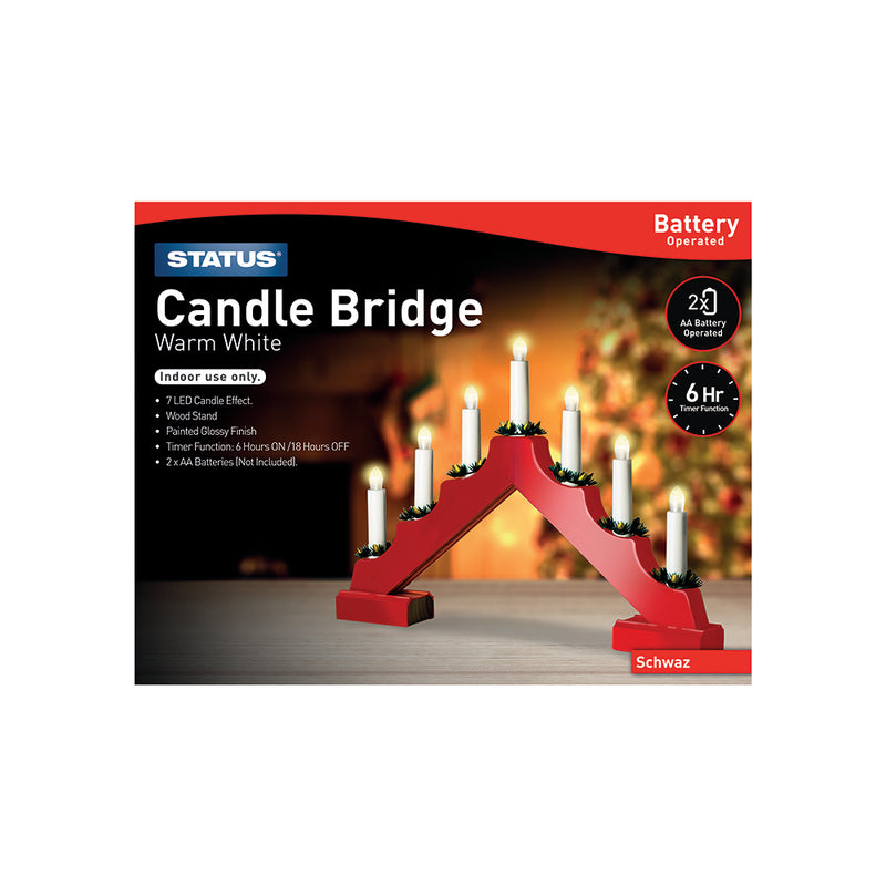 Status Schwarz - 7 - Warm White - LED - Indoor Only - Battery Operated - Festive Candle Bridge