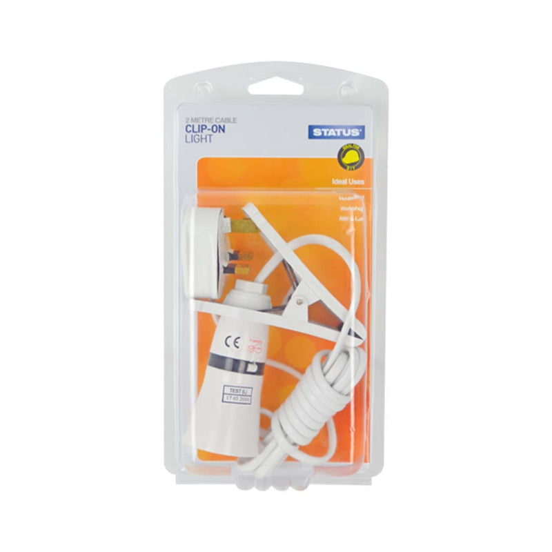 Status Clip on Light - 2Mtr Cable - White - Plug