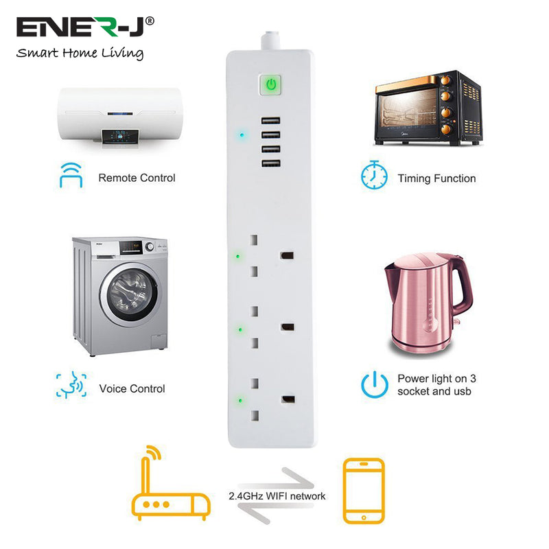 Ener-J Wi-Fi Power Strip Extention Box with USB