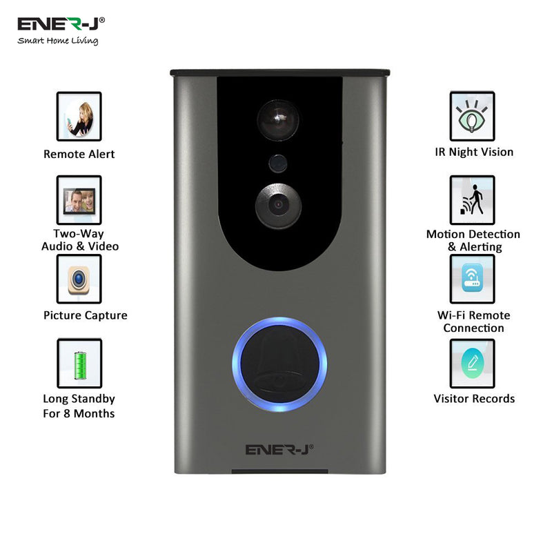 Ener-J New Wireless Video Door Bell with in-built Battery with 16GB TF (APP Name ENERJBELL 2.0)