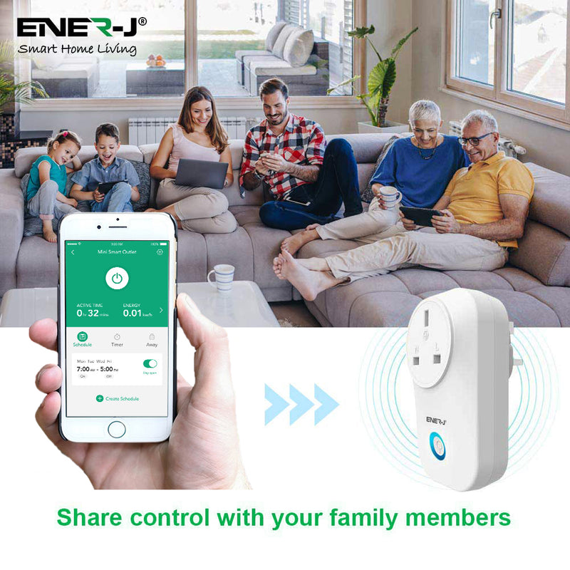 Ener-J Wi-Fi Smart Plug with Energy Monitor, UK Plug (max 1600W)