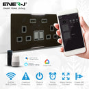 Ener-J Smart Wi-Fi 13A Wi-Fi Twin Wall Sockets with 2 USB Ports (Black)