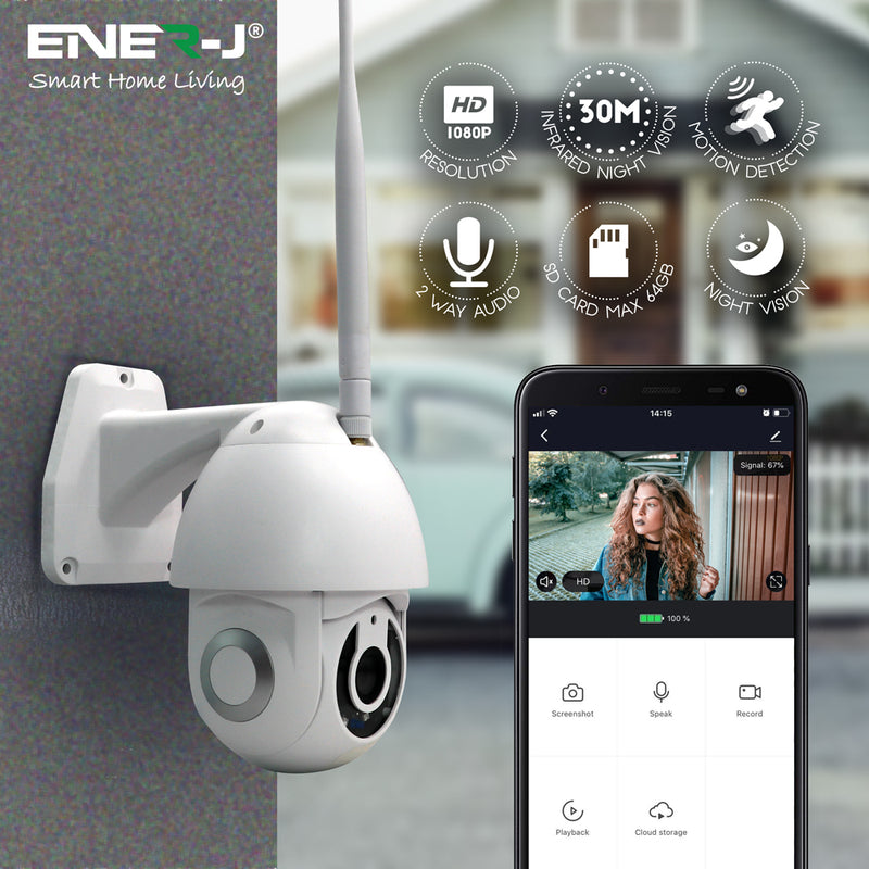 Ener-J Smart Wi-Fi Dome Outdoor IP Camera, IP65