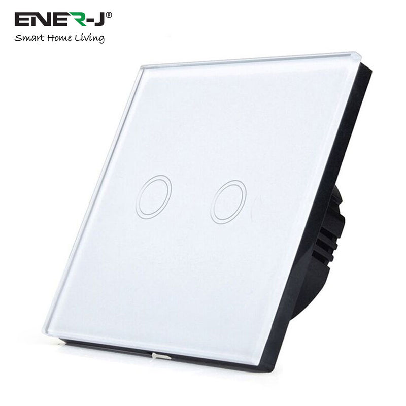 Ener-J Wi-Fi Smart 2 Gang Touch Switch, Only Live Connection (with mini adapter), ENERSMART