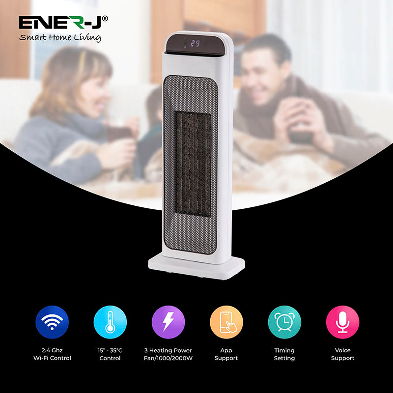 Ener-J Smart WiFi PTC Ceramic 2000W Heater, UK BS Plug