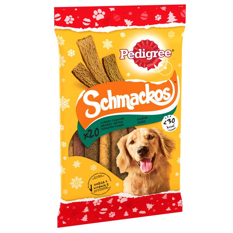 Pedigree Christmas Schmackos Dog Treats with Turkey 20 Stick