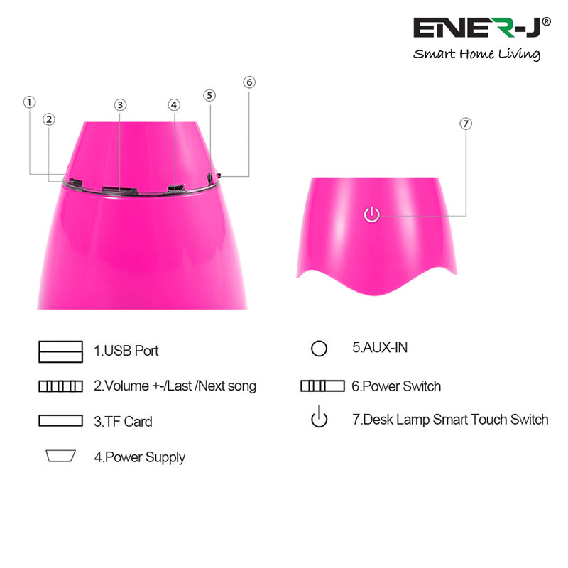 Ener-J LED Table Lamp with Bluetooth Speaker - Pink