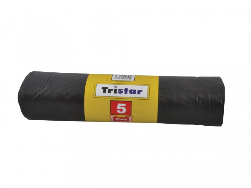 Tristar 5 Wheelie Bin Liners, Black