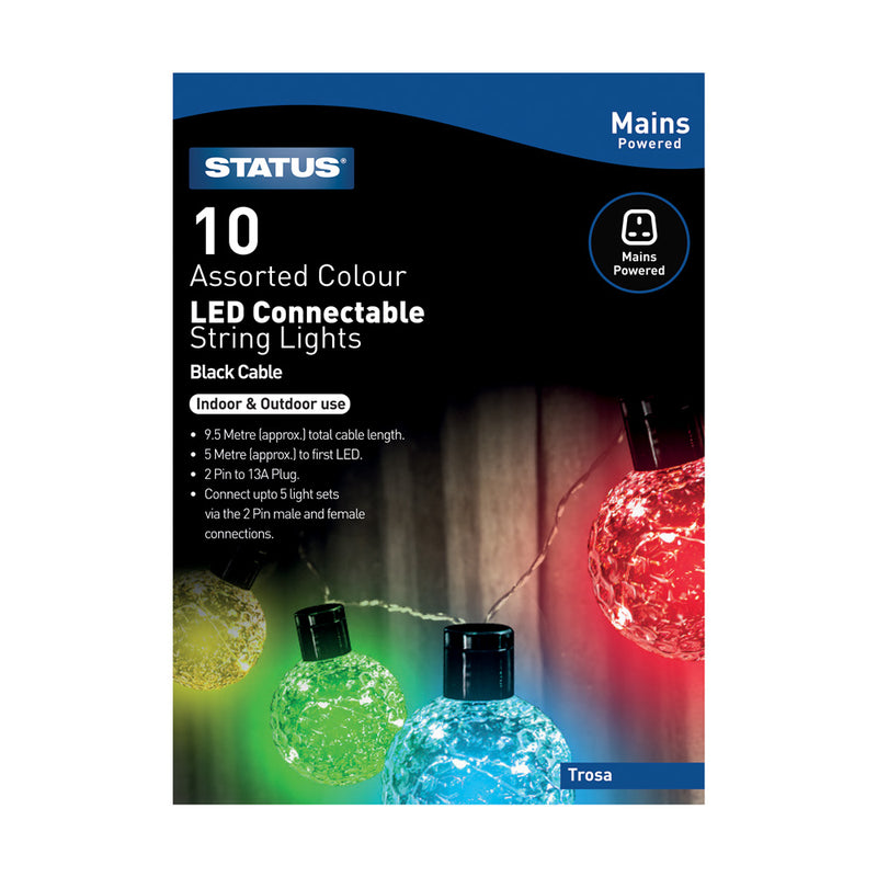 Status Trosa - 10 Connectable Party Lights - Multi Coloured - LED - Indoor/Outdoor Use - Mains Powered
