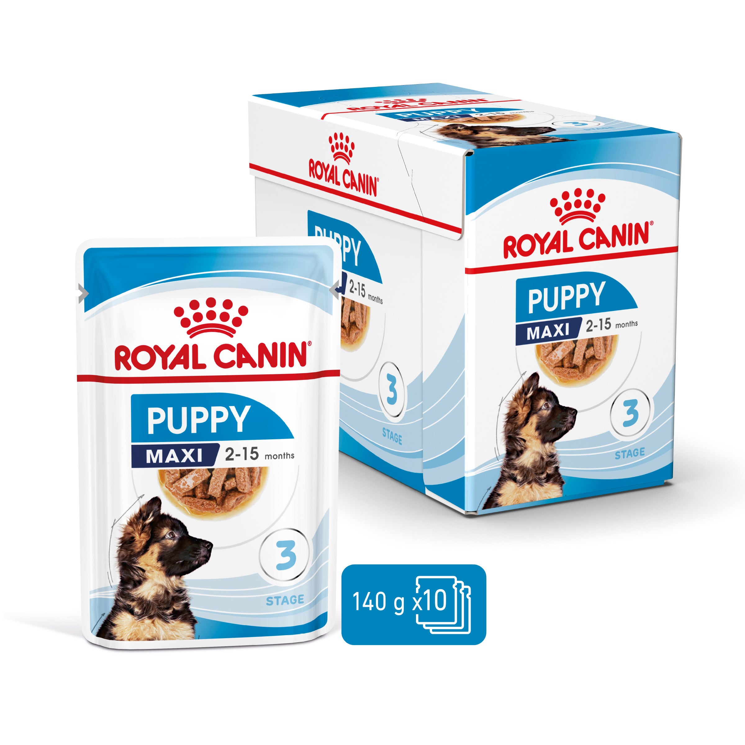 Royal Canin Maxi Puppy in Gravy Wet Food, 140g x 10 Pack