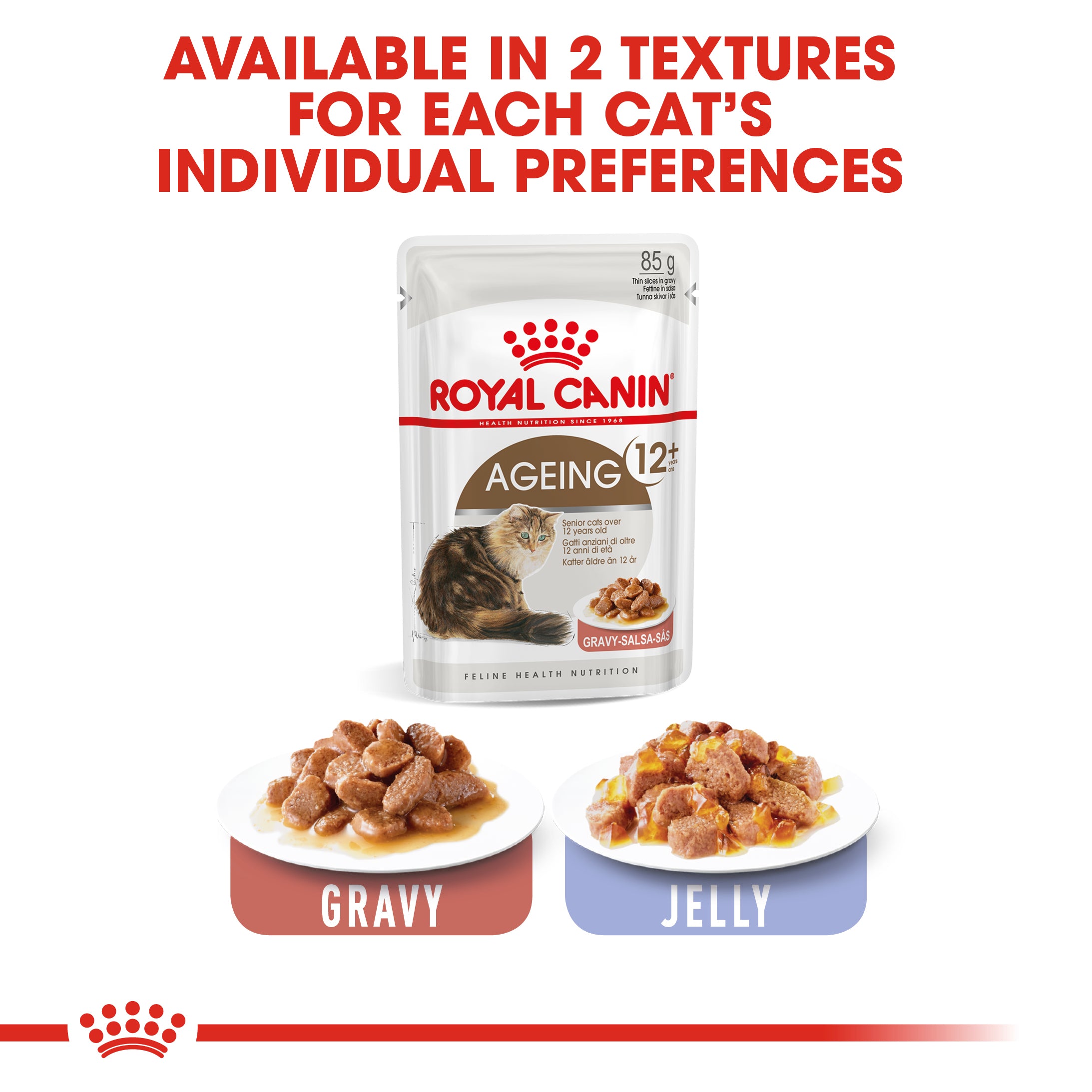 Royal Canin Ageing 12+ In Gravy Senior Wet Cat Food, 85g x 12 Pack