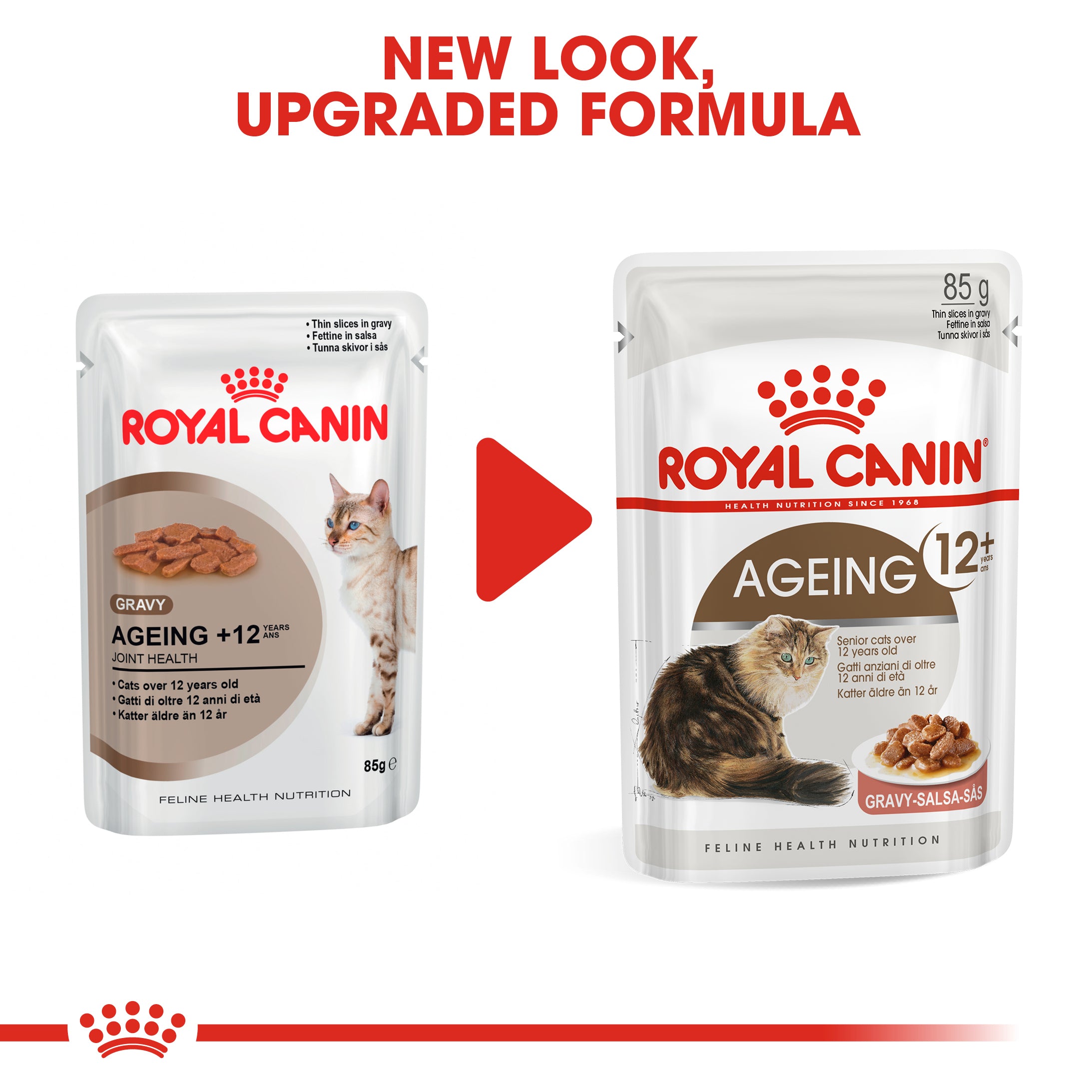 Royal Canin Ageing 12+ In Gravy Senior Wet Cat Food, 85g x 12 Pack