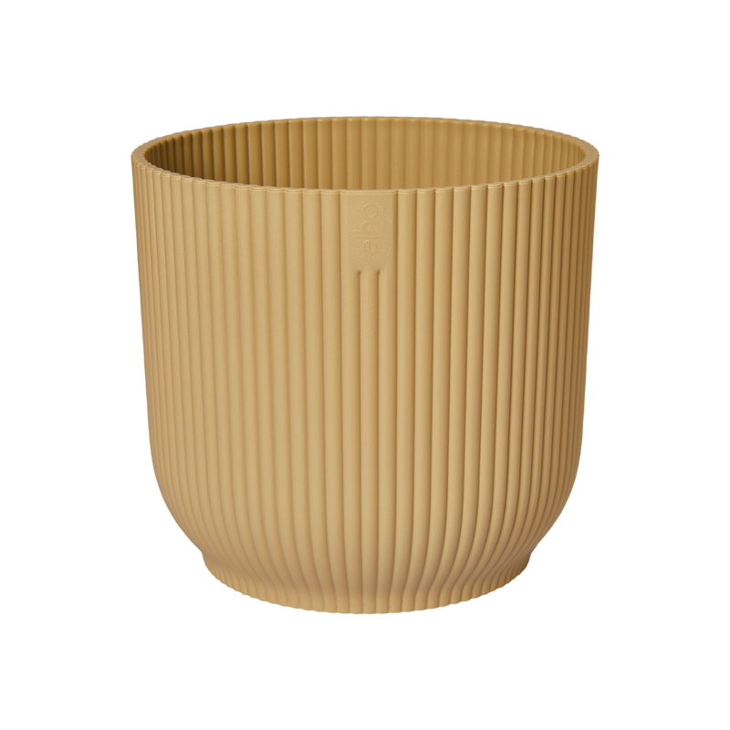 Vibes Fold 30cm Round Plastic Indoor Plant Pot - Butter Yellow