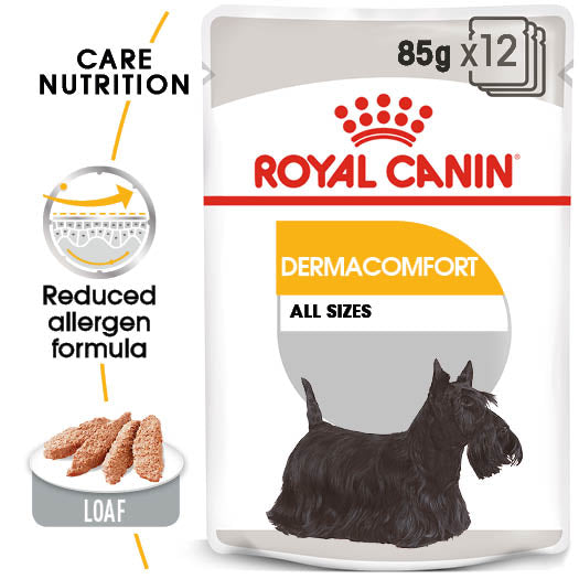 Royal Canin Dermacomfort Wet Pouches Adult Dog Food in Loaf, 85g x 12 Pack