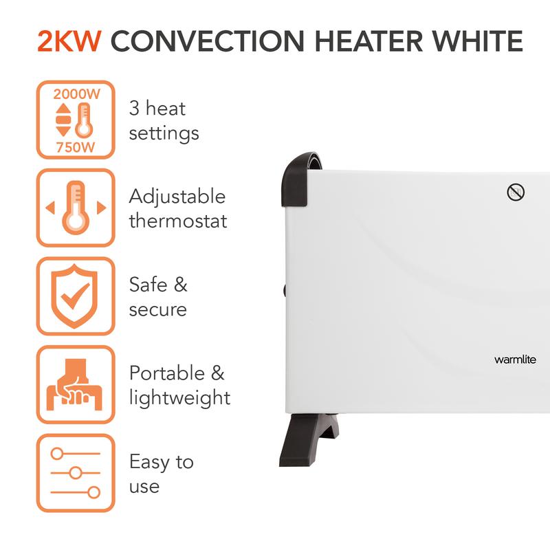 Warmlite Convection Heater White 2000W