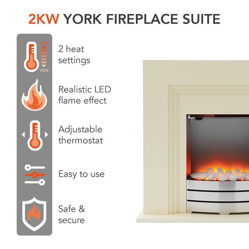 Warmlite York Fireplace Suite, Ivory