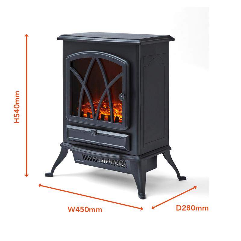 Warmlite 2KW Stirling Electric Fire Stove, Black