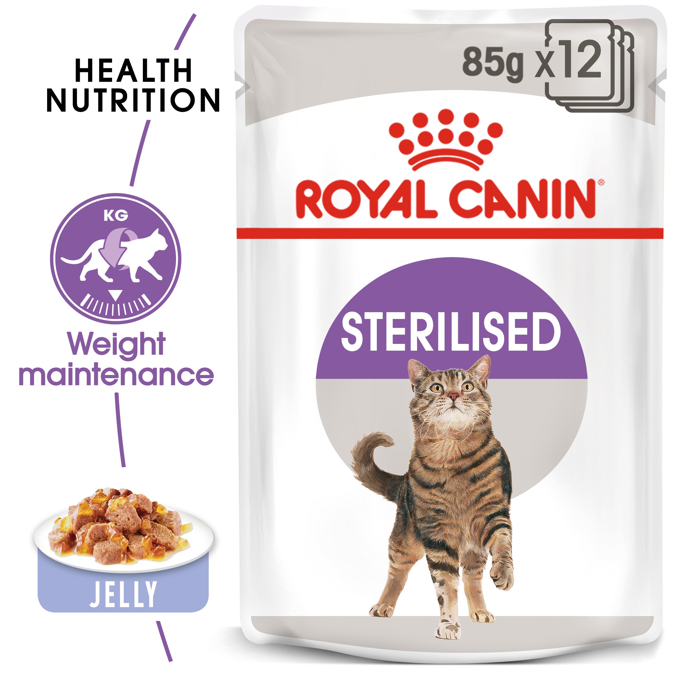 Royal Canin Sterilised In Jelly Adult Wet Cat Food, 85g x 12 Pack