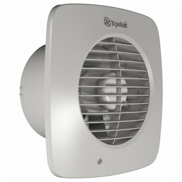 Xpelair Simply Silent Two Speed Axial Fan 150mm Square Grille-Front with Humidistat/Timer